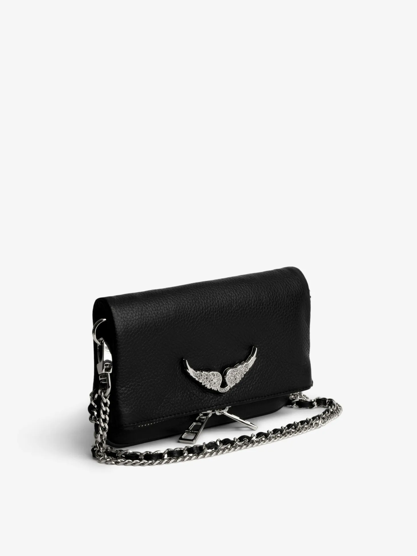 Fashion Zadig & Voltaire Swing Your Wings Rock Nano ClutchICONIC Noirsilver