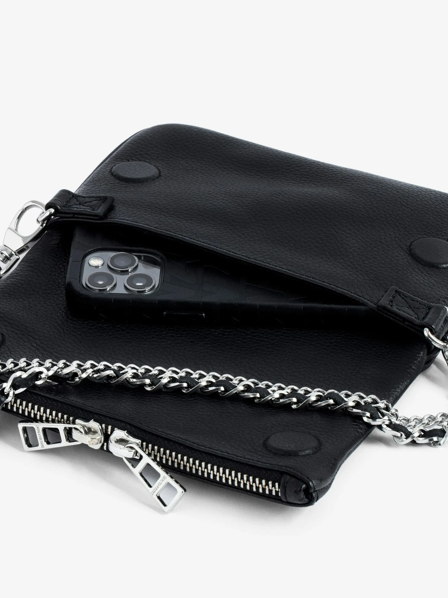 Fashion Zadig & Voltaire Swing Your Wings Rock Nano ClutchICONIC Noirsilver