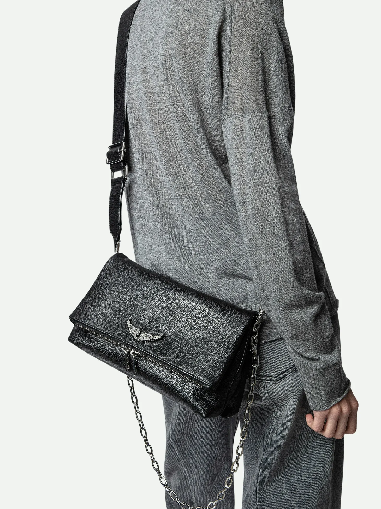 Hot Zadig & Voltaire Swing Your Wings Rocky BagICONIC Noirsilver