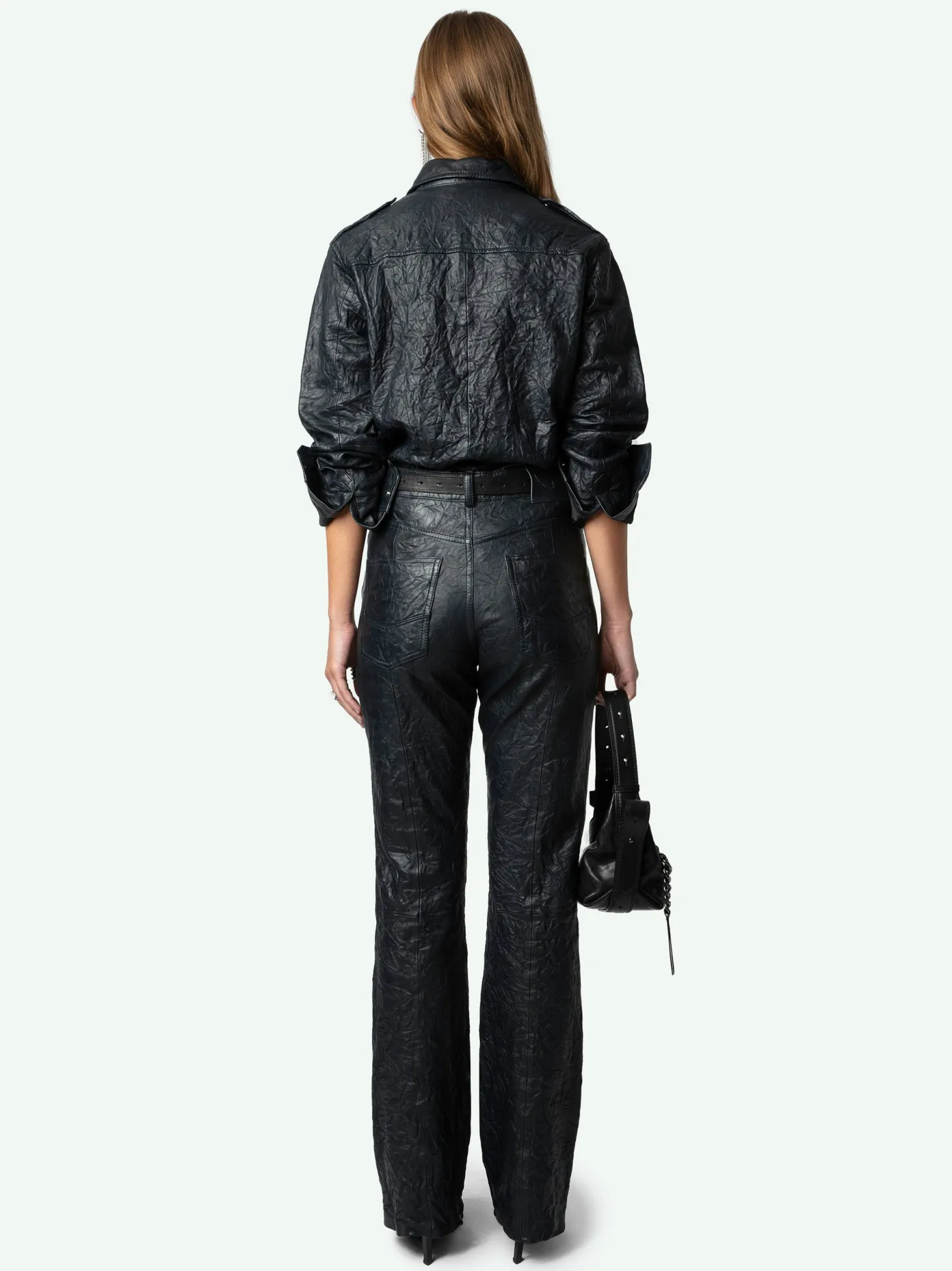Best Sale Zadig & Voltaire Taska Leather ShirtNEW Encre