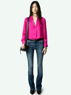 Sale Zadig & Voltaire Tink Satin BlouseNEW Clematis