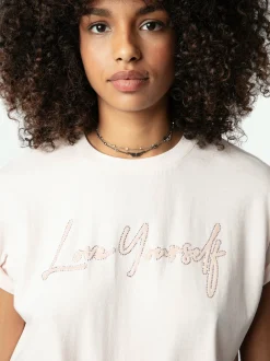 New Zadig & Voltaire Tommer Love Yourself Diamanté T-shirt Sweet