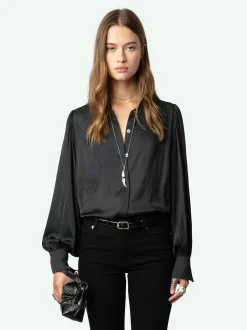 Flash Sale Zadig & Voltaire Trenta Satin Blouse Black