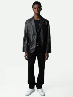 Cheap Zadig & Voltaire Valfried Leather Blazer Black