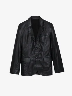 Cheap Zadig & Voltaire Valfried Leather Blazer Black