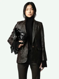 Online Zadig & Voltaire Valse Crinkled Leather BlazerNEW Land
