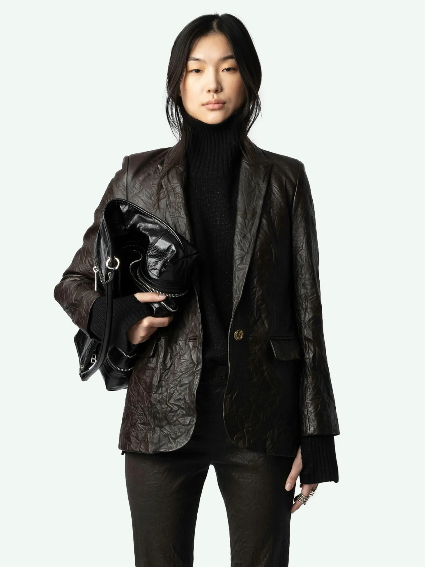 Online Zadig & Voltaire Valse Crinkled Leather BlazerNEW Land