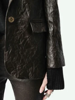 Online Zadig & Voltaire Valse Crinkled Leather BlazerNEW Land