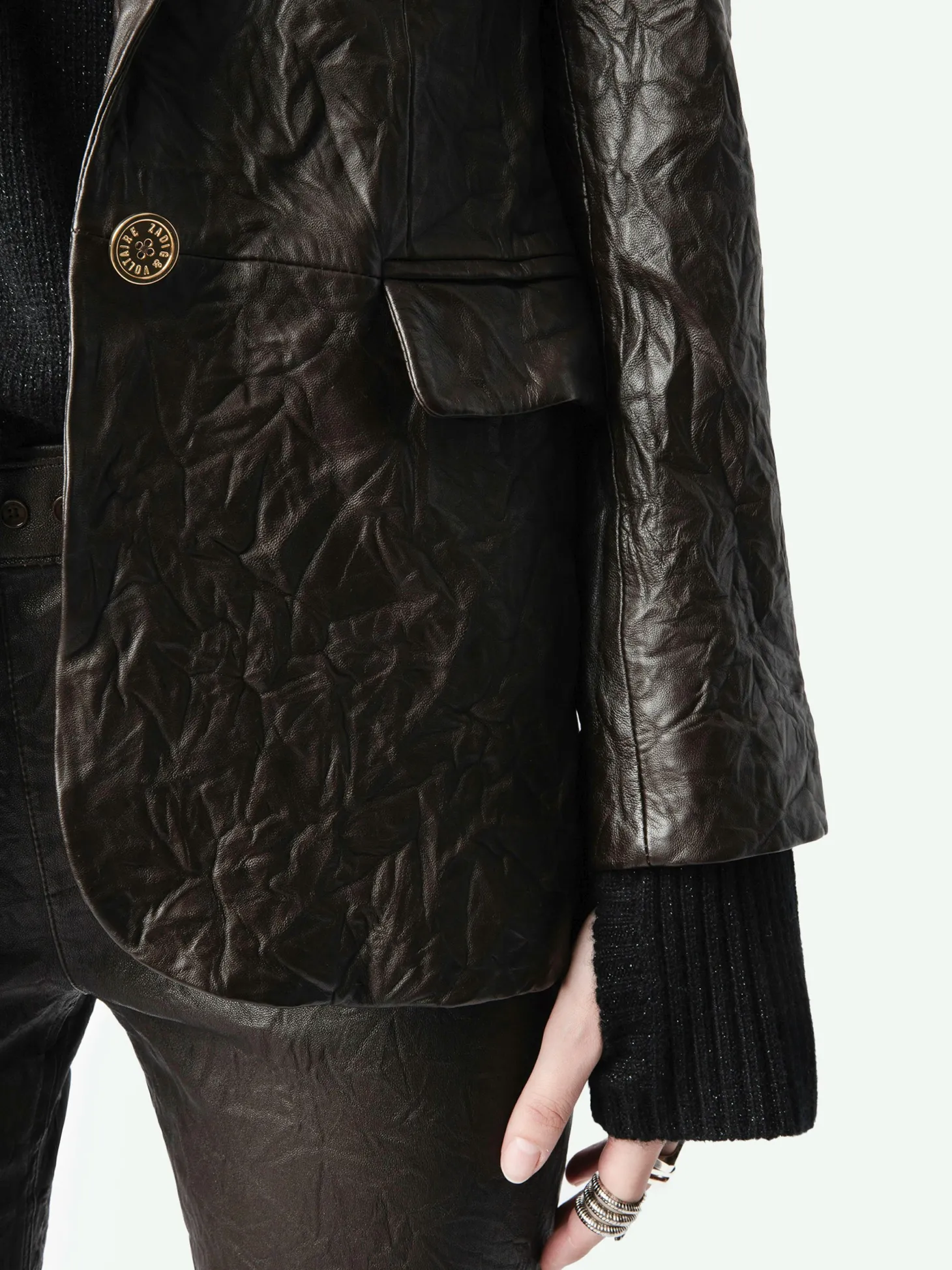 Online Zadig & Voltaire Valse Crinkled Leather BlazerNEW Land