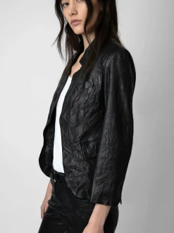 Best Zadig & Voltaire Verys Crinkled Leather BlazerICONIC Black