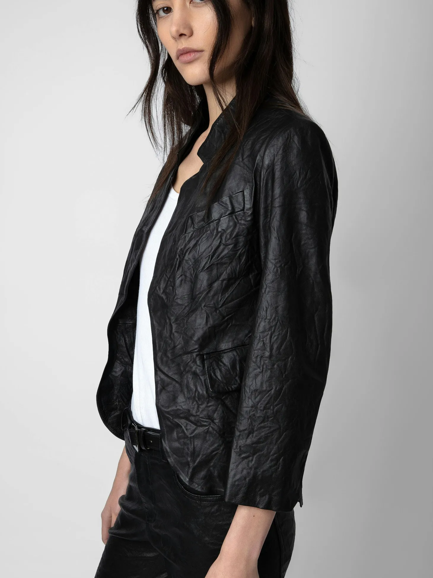 Best Zadig & Voltaire Verys Crinkled Leather BlazerICONIC Black