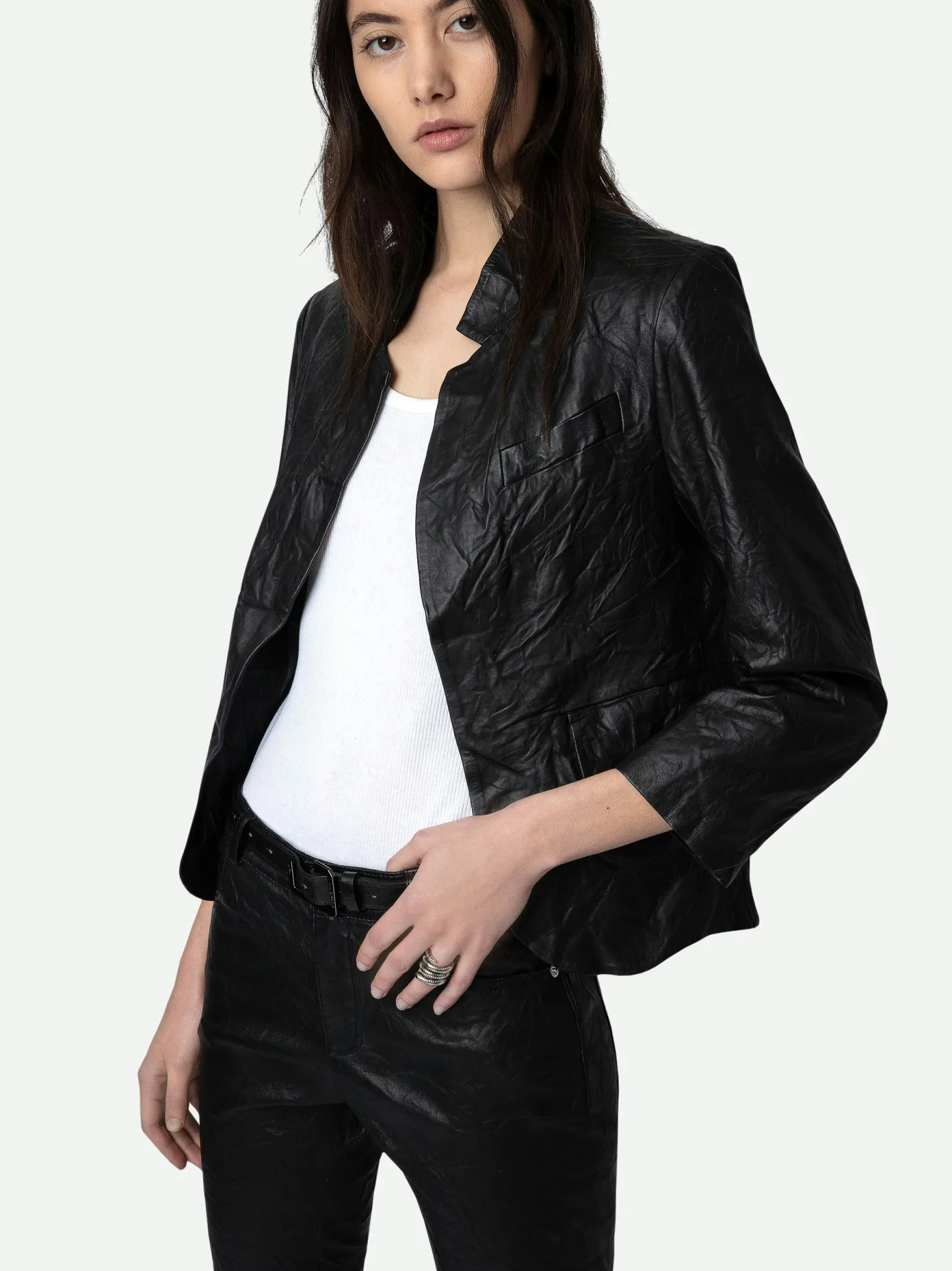 Best Zadig & Voltaire Verys Crinkled Leather BlazerICONIC Black