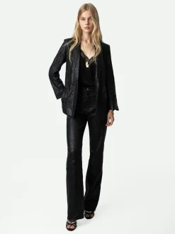 Best Sale Zadig & Voltaire Visco Crinkled Leather JacketICONIC Black