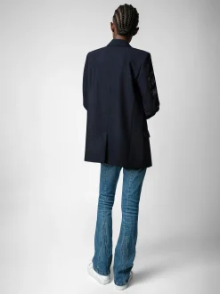 Shop Zadig & Voltaire Viva Arrow Strass Blazer Ink