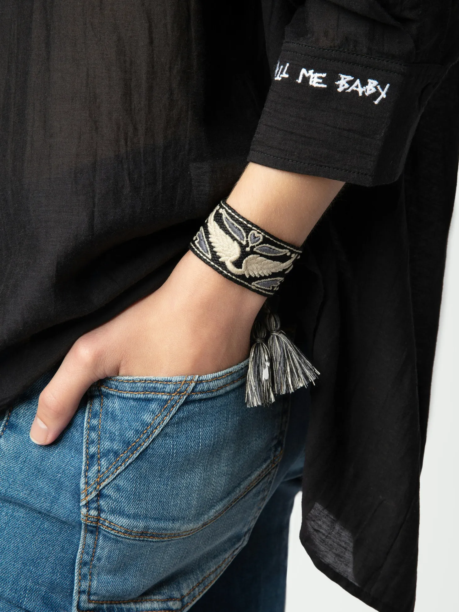 Outlet Zadig & Voltaire Woven Zadig BraceletNEW Black