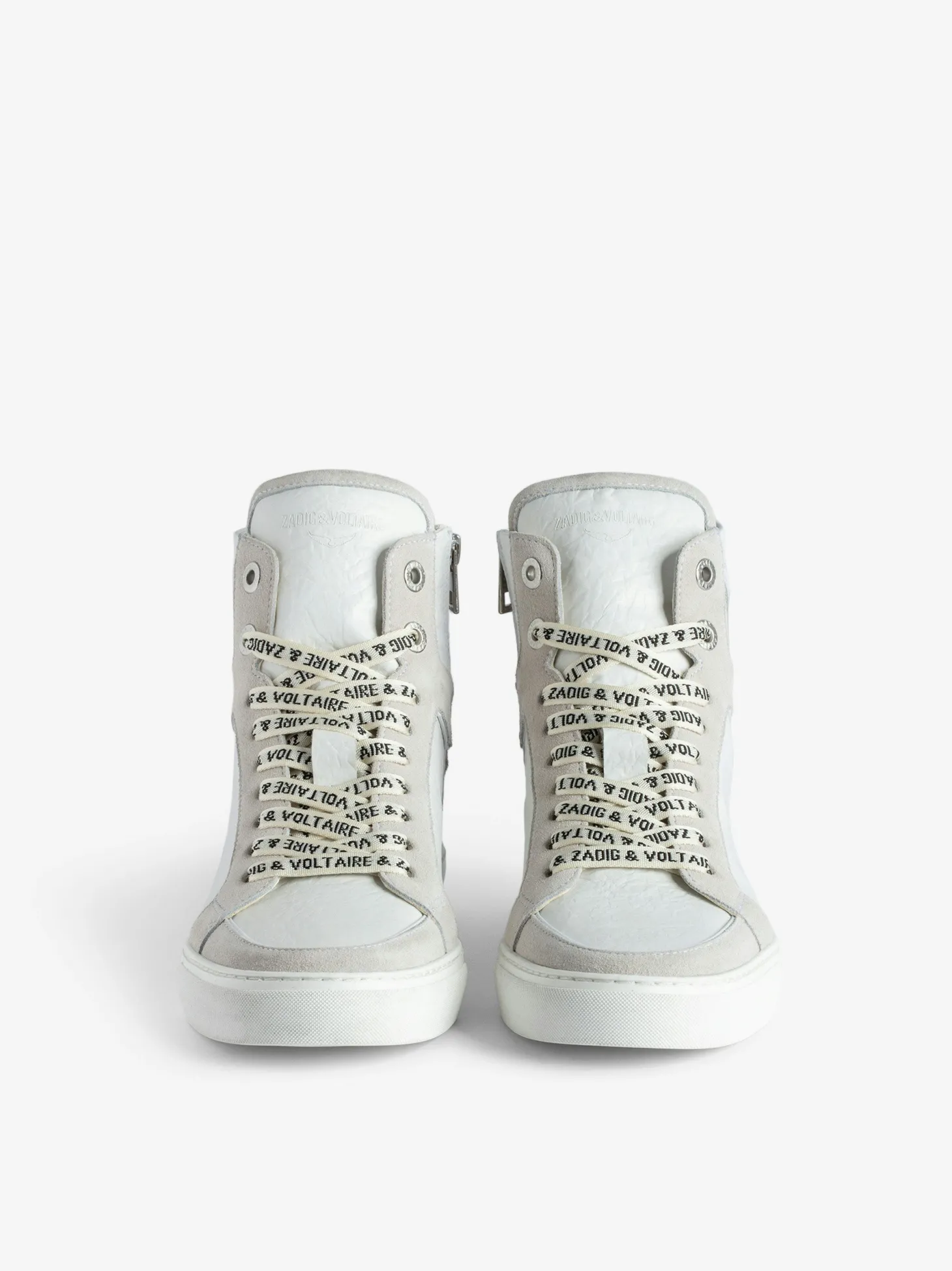 Online Zadig & Voltaire ZV1747 High Flash High-Top Crinkled Sneakers White
