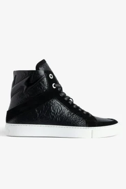 Online Zadig & Voltaire ZV1747 High Flash High-Top Crinkled Sneakers Black