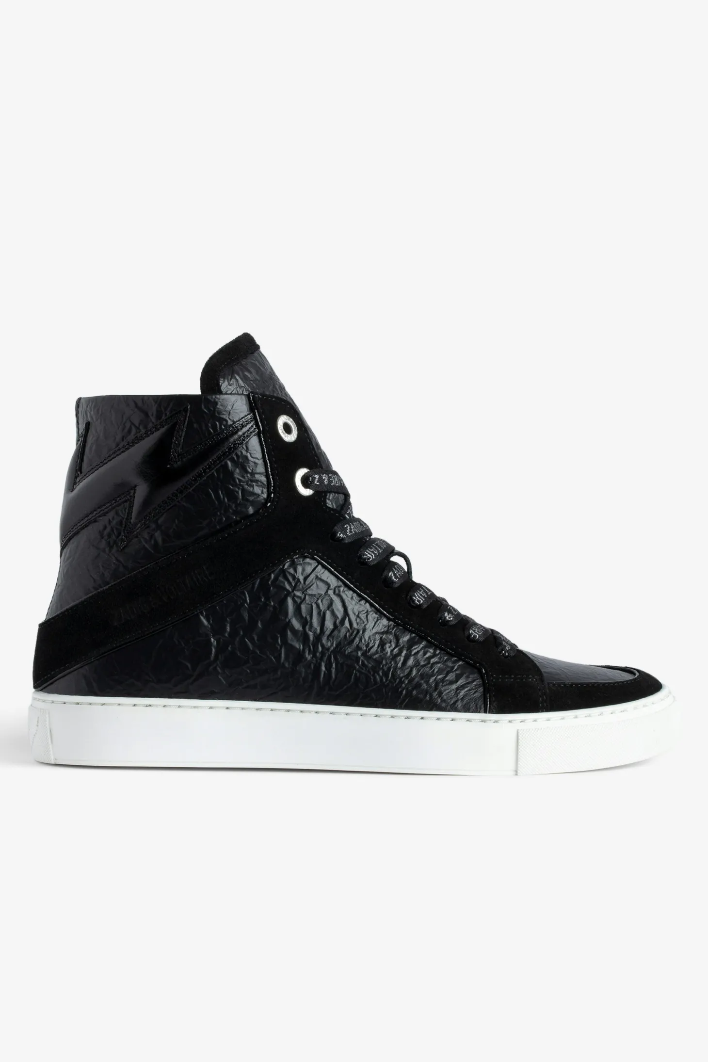 Online Zadig & Voltaire ZV1747 High Flash High-Top Crinkled Sneakers Black