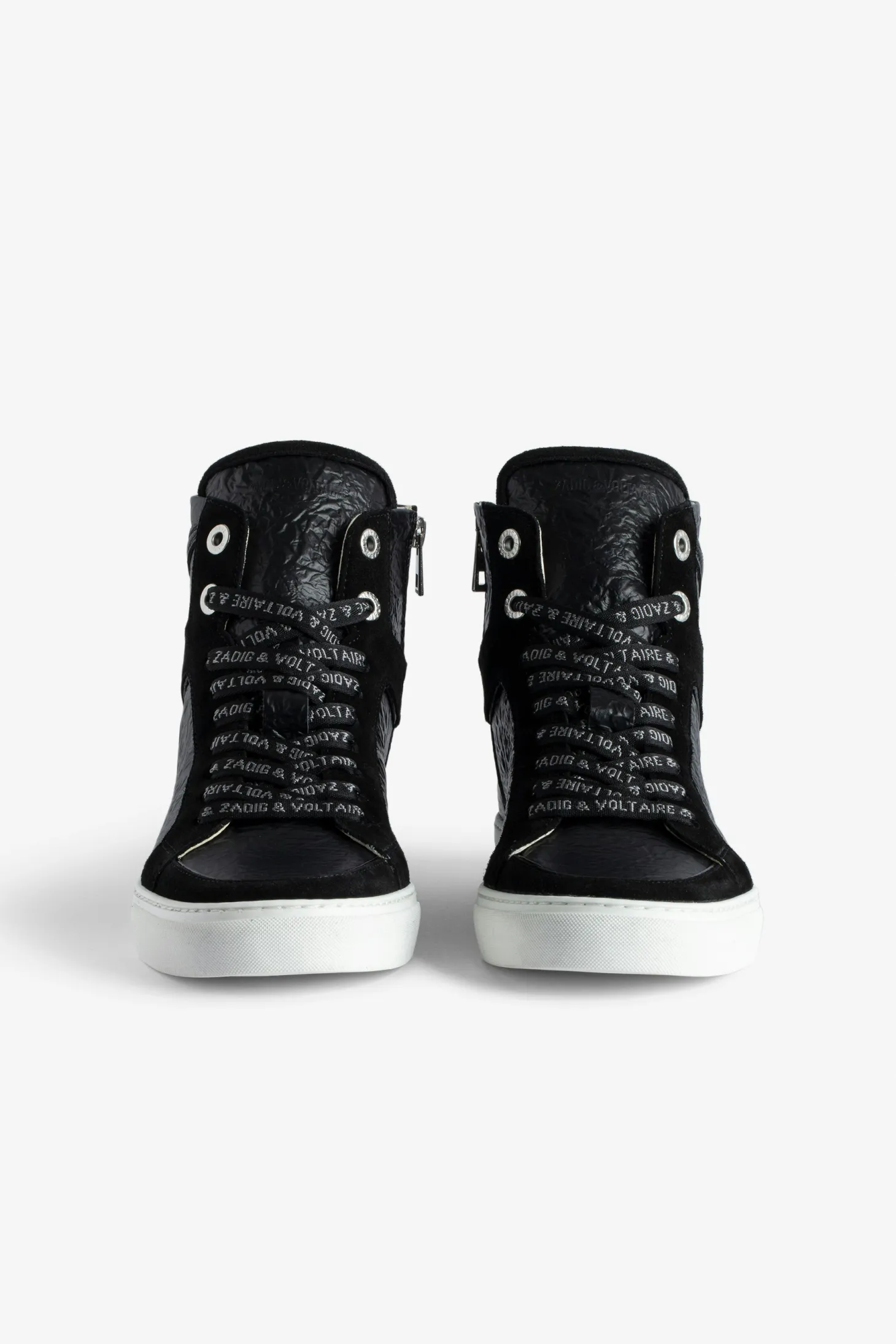 Online Zadig & Voltaire ZV1747 High Flash High-Top Crinkled Sneakers Black