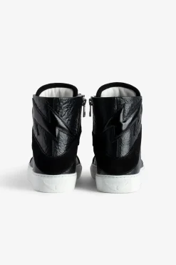 Online Zadig & Voltaire ZV1747 High Flash High-Top Crinkled Sneakers Black